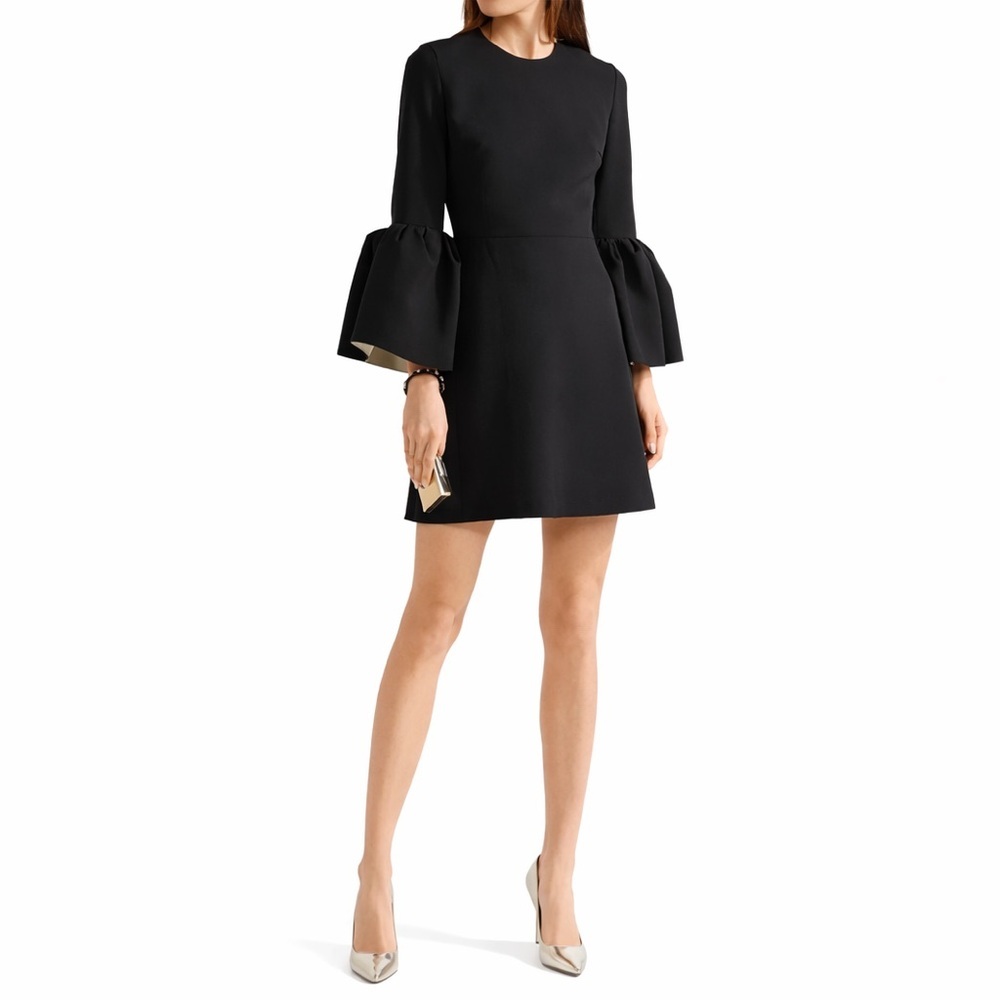 Roksanda Hadari 8 stretch-cady mini Black 0797 Dress Bell Sleeve solid designer